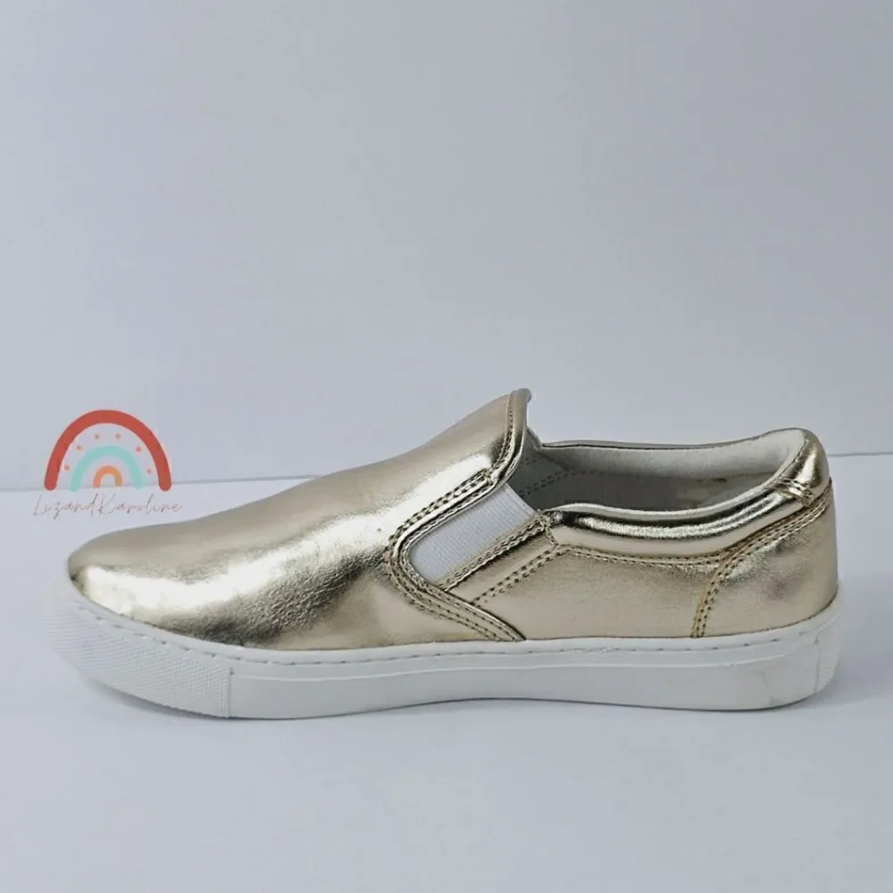 New! J. Crew Faux Leather Metallic Slip On Sneakers